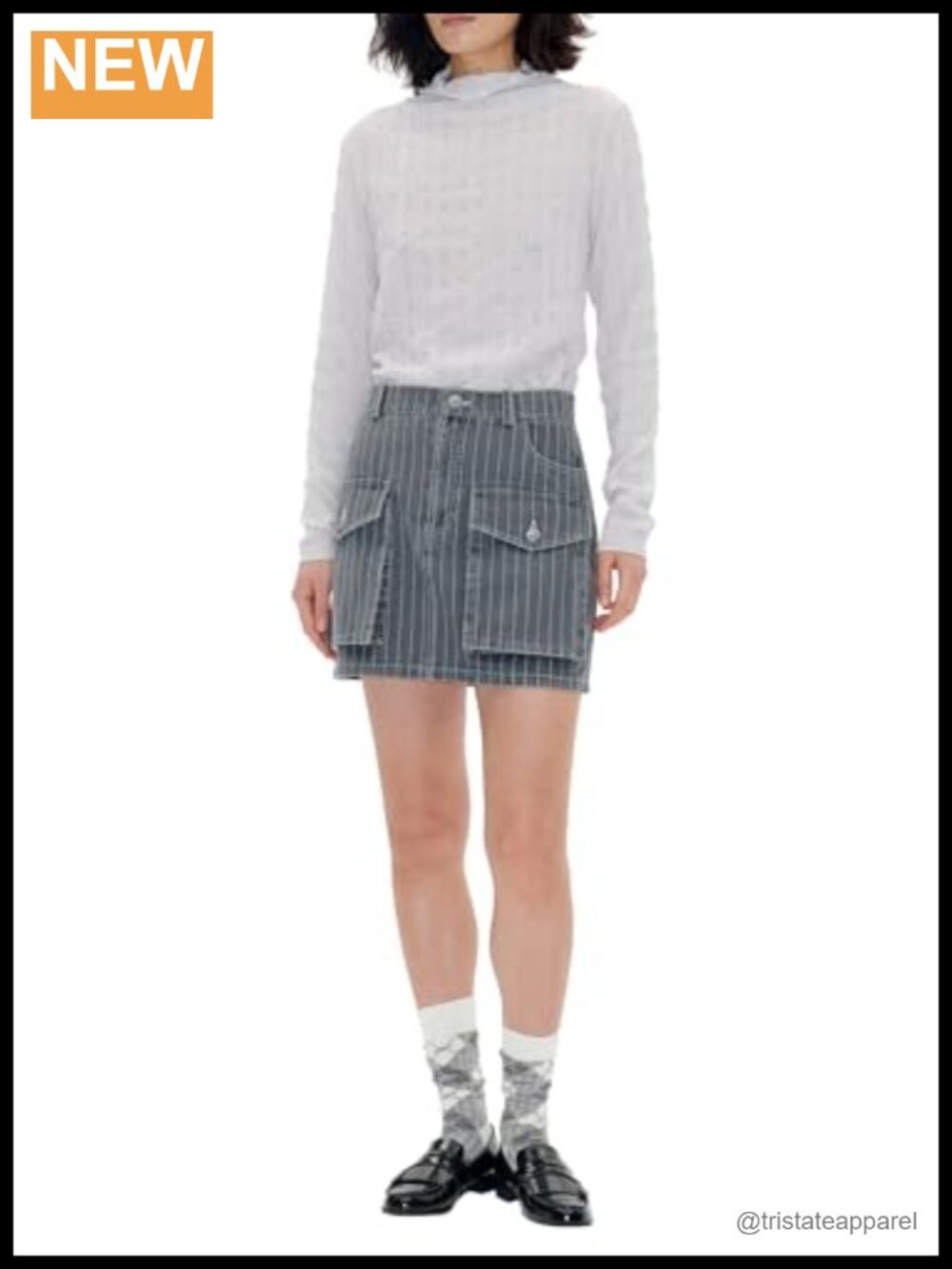 Semi-Sheer High-Neck Blouse with Back Buttons Long Sleeve